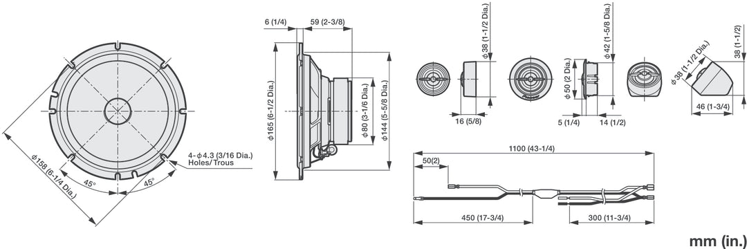 Pioneer TS-A1601C Sistema de componentes de 2 vías (350W, 16,5cm)