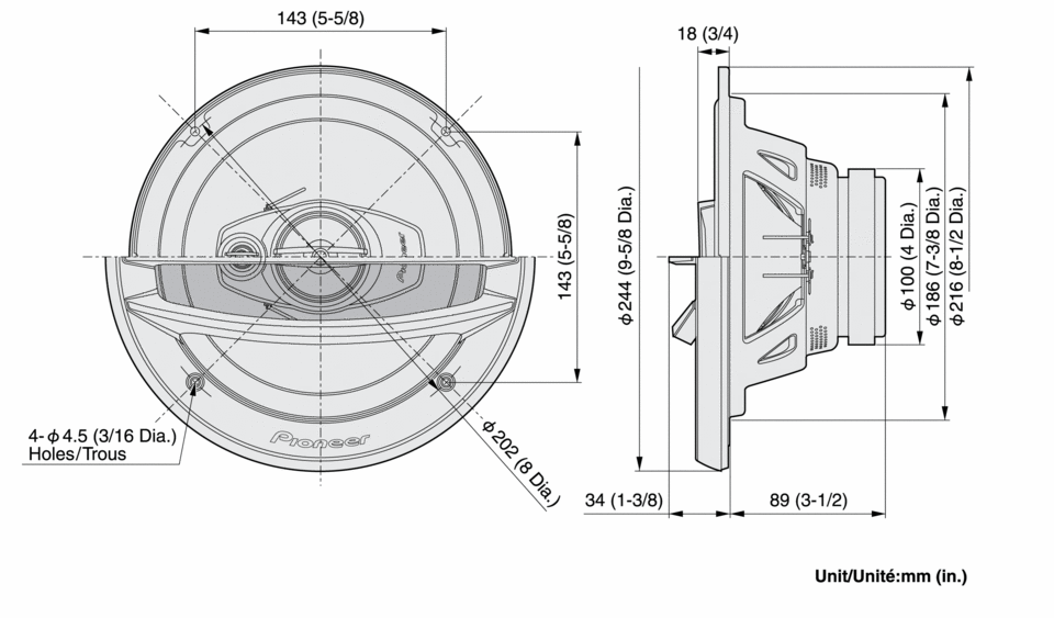 Pioneer TS-A2013i Altavoz de 3 vías (500W, 20 cm)