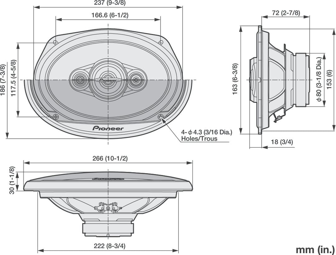 Pioneer TS-A6961F Sistema coaxial de 4 vías (450W, 6"x9")