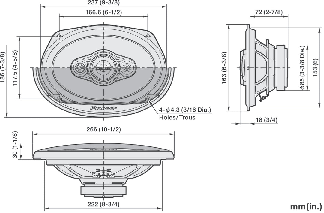 Pioneer TS-A6971F Sistema coaxial de 5 vías (600W, 6"x9")