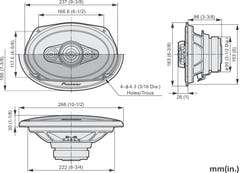 Pioneer TS-A6991F Altavoz de coche sistema coaxial de 5 vías (700W, 6"x9")