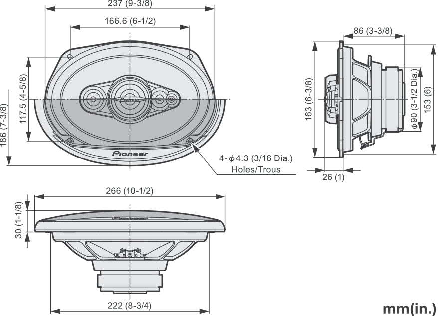 Pioneer TS-A6991F Altavoz de coche sistema coaxial de 5 vías (700W, 6"x9")
