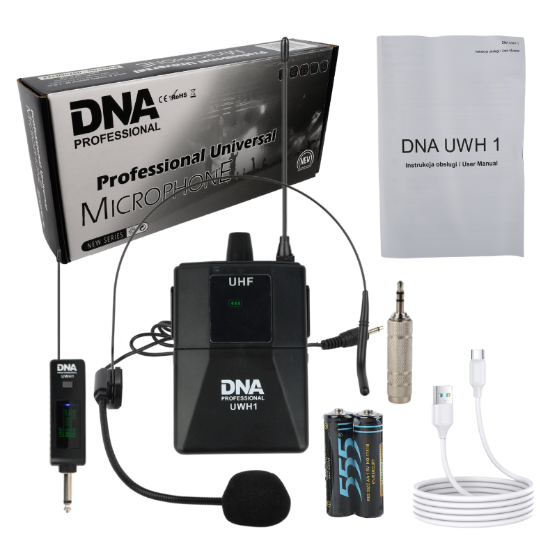 DNA UWH 1 Sistema de Micrófonos de diadema inalámbrico con Bodypack