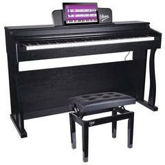 Banco de piano con polipiel negra