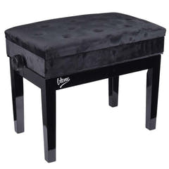 Banqueta de piano – Almacenamiento y altura ajustable (terciopelo negro)