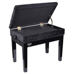 Banqueta de piano – Almacenamiento y altura ajustable (terciopelo negro)