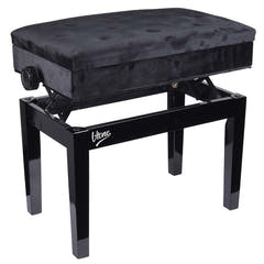 Banqueta de piano – Almacenamiento y altura ajustable (terciopelo negro)