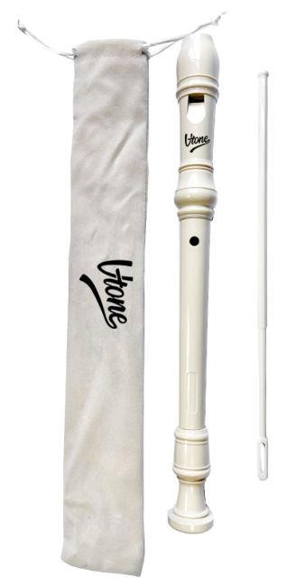 V-TONE FL P1 Flauta dulce soprano blanca con varilla de limpieza y estuche