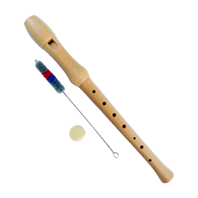 Flauta dulce soprano V-TONE FL W1 en madera natural con varilla de limpieza, grasa y estuche