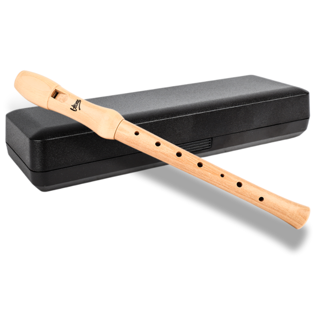 Flauta dulce soprano V-TONE FL W1 en madera natural con varilla de limpieza, grasa y estuche