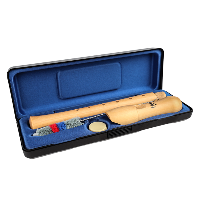 Flauta dulce soprano V-TONE FL W1 en madera natural con varilla de limpieza, grasa y estuche