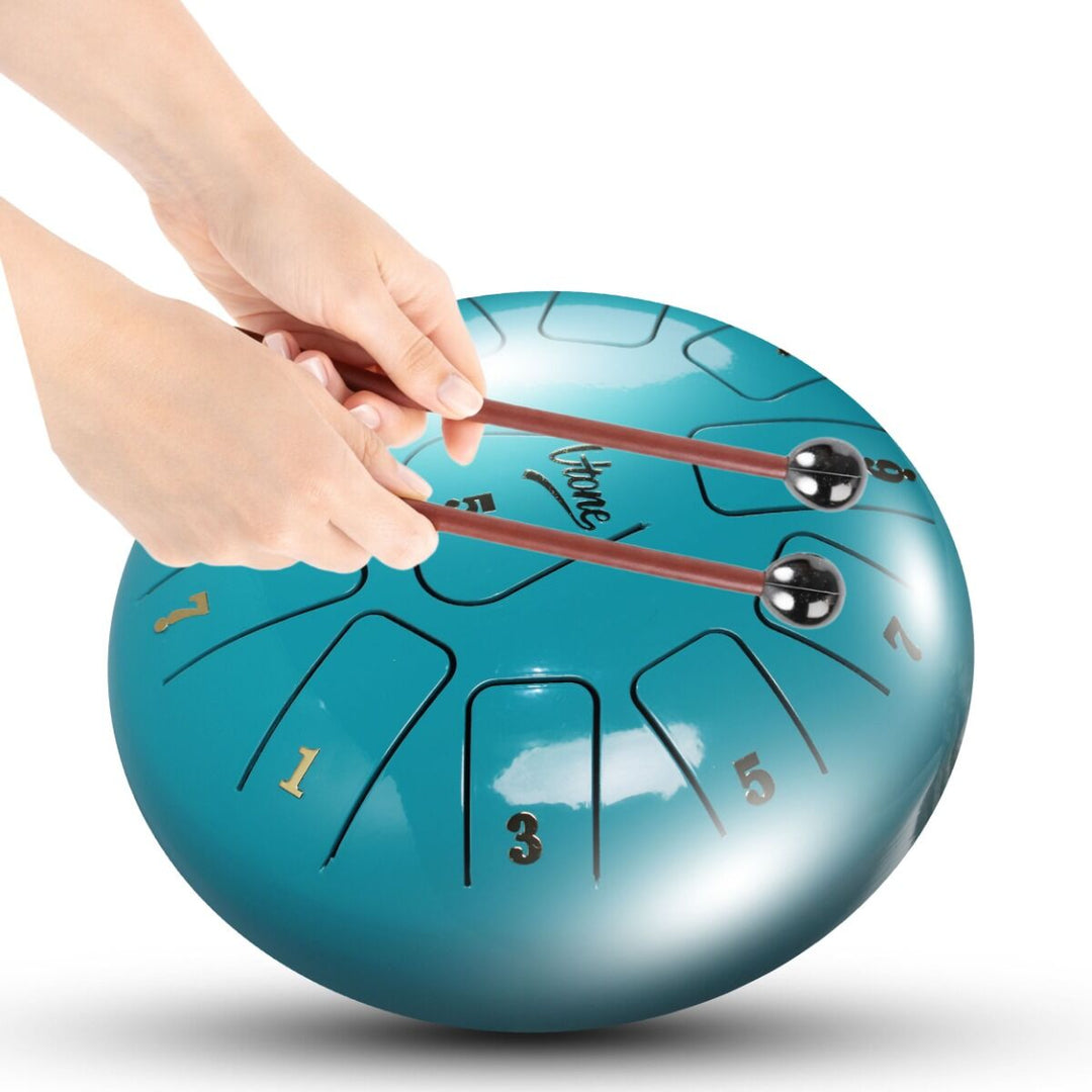 Tongue Drum 8" Cyan con bolsa (11 tonos escala C)