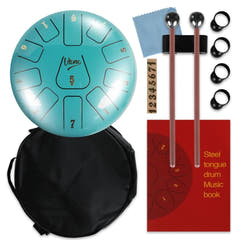 Tongue Drum 8" Cyan con bolsa (11 tonos escala C)