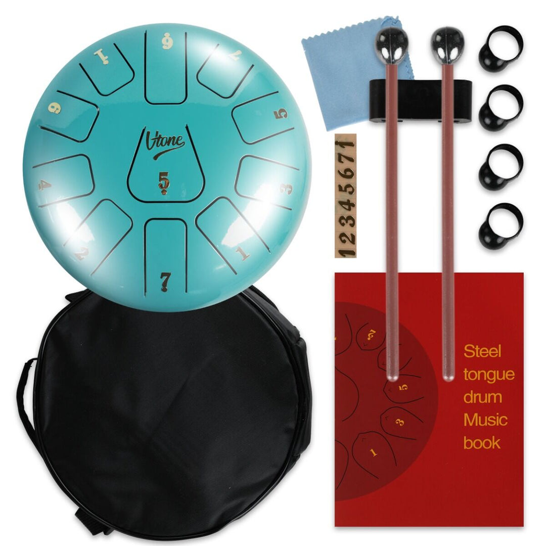 Tongue Drum 8" Cyan con bolsa (11 tonos escala C)