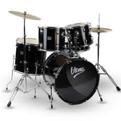 V-TONE VD KIT PRO Set de batería acústica – Sort incluye Baquetas y taburete de batería