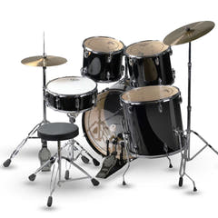 V-TONE VD KIT PRO Set de batería acústica – Sort incluye Baquetas y taburete de batería
