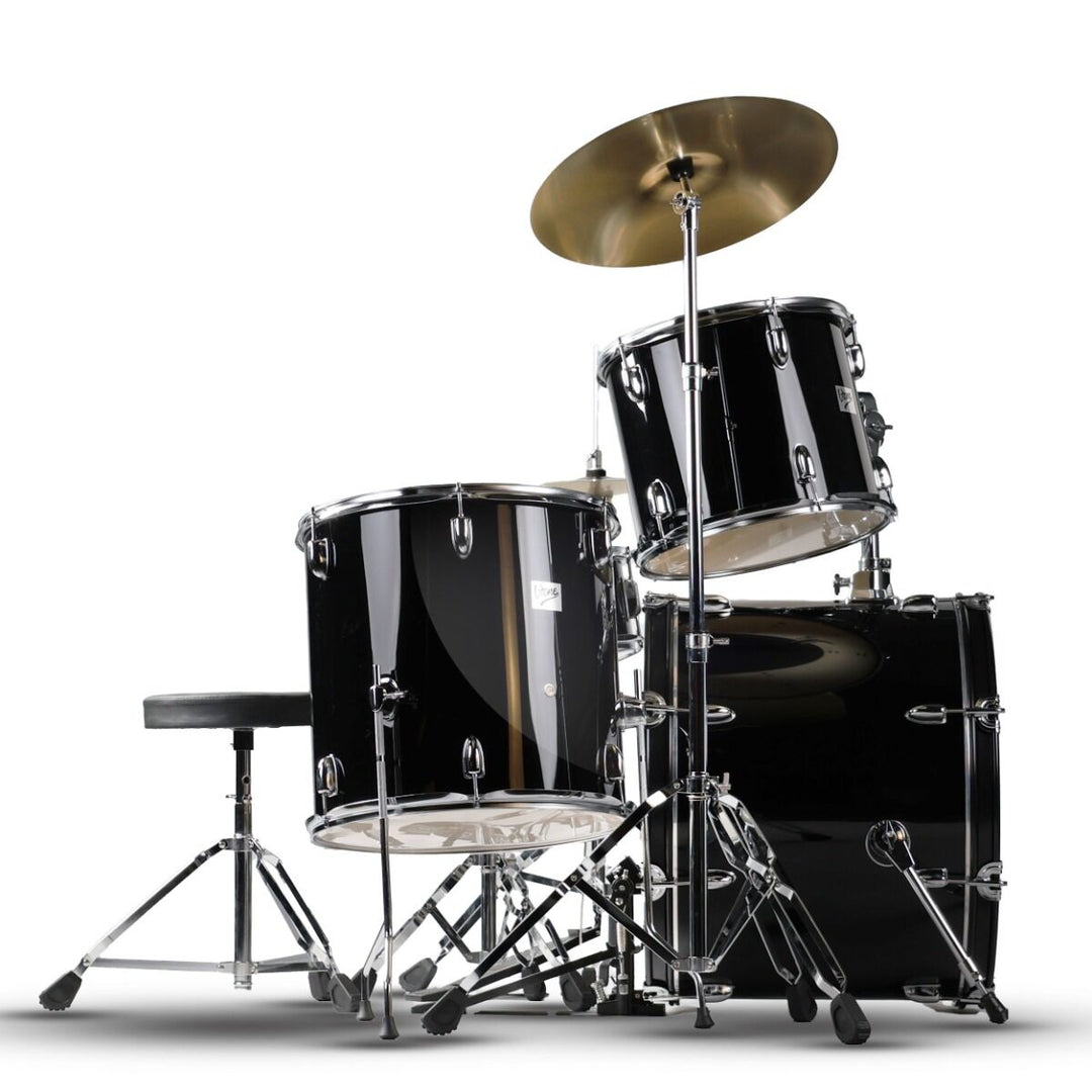 V-TONE VD KIT PRO Set de batería acústica – Sort incluye Baquetas y taburete de batería