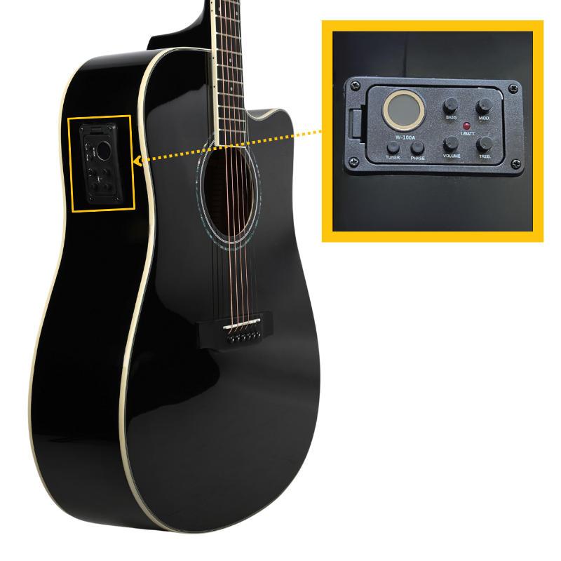 V-TONE VEAG1 CE BK guitarras electroacústica 4/4 dreadnought cutaway negra